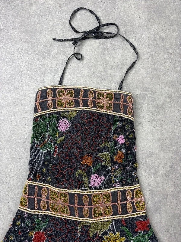 beaded hippy boho floral embellished midi dress