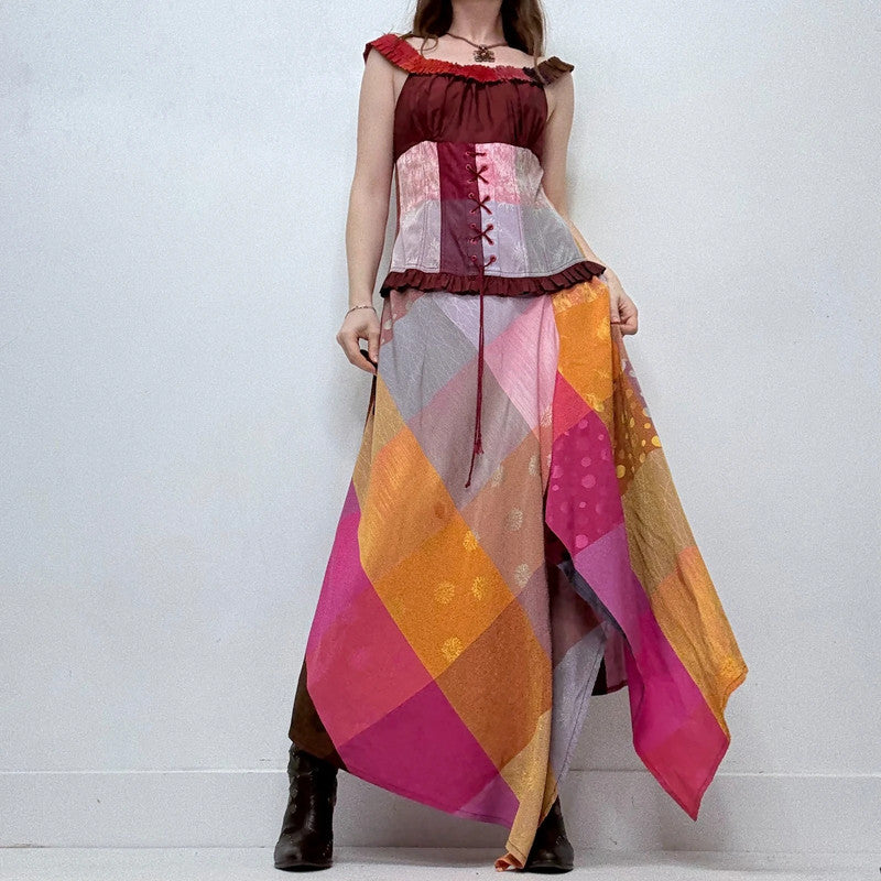 tartan corset lace dress