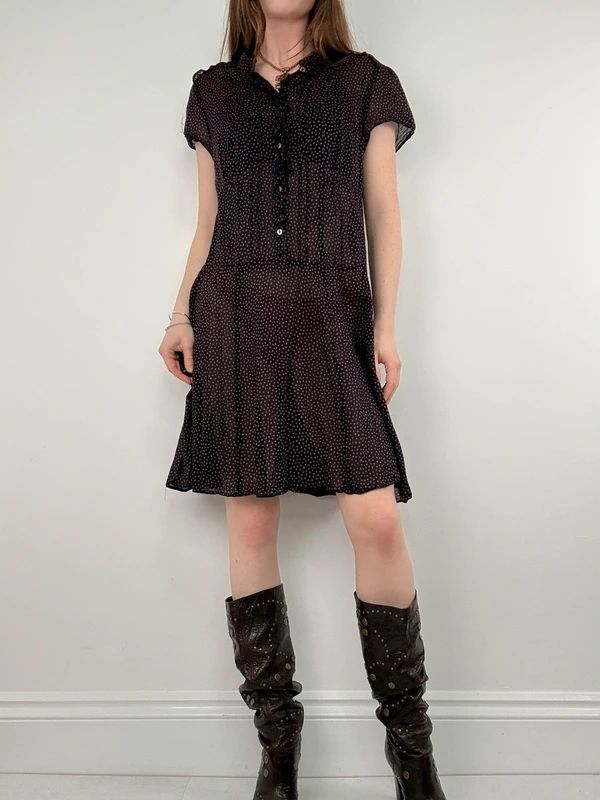 Sheer cotton polkadot babydoll dress