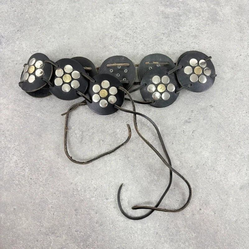 Black leather studded circle belt