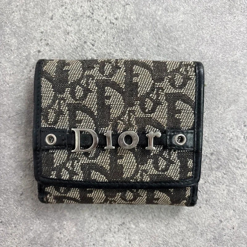 Vintage Dior monogram oblique canvas tri-fold wallet
