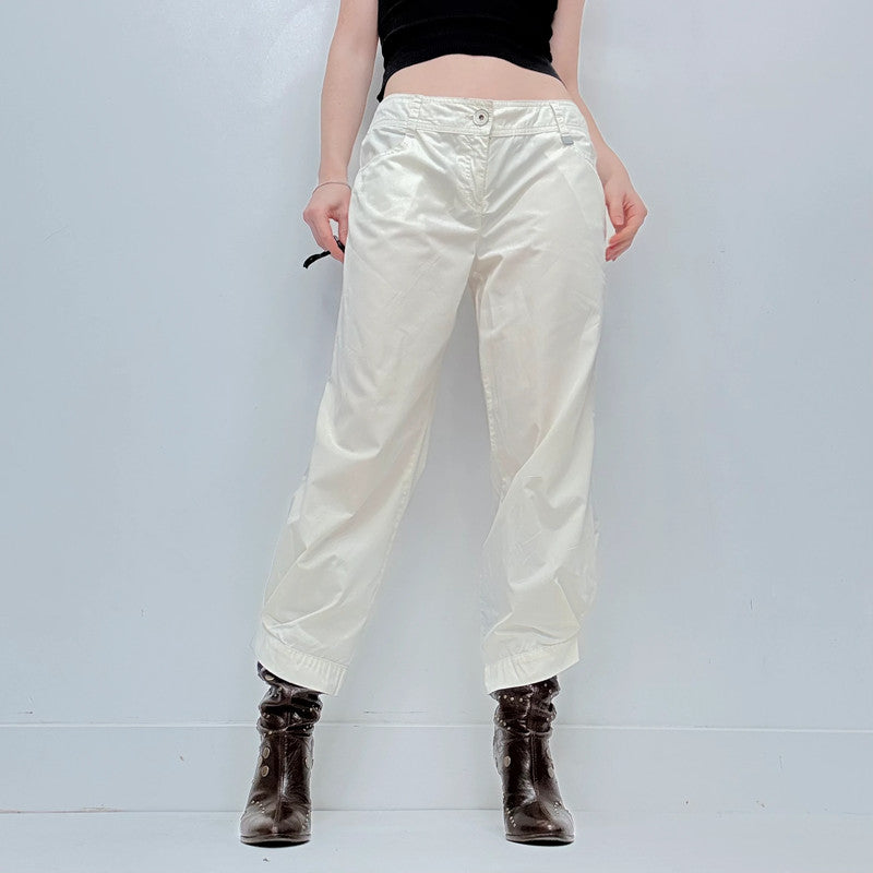 white low rise cop copine trousers