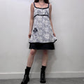 regency patterned blue dress
