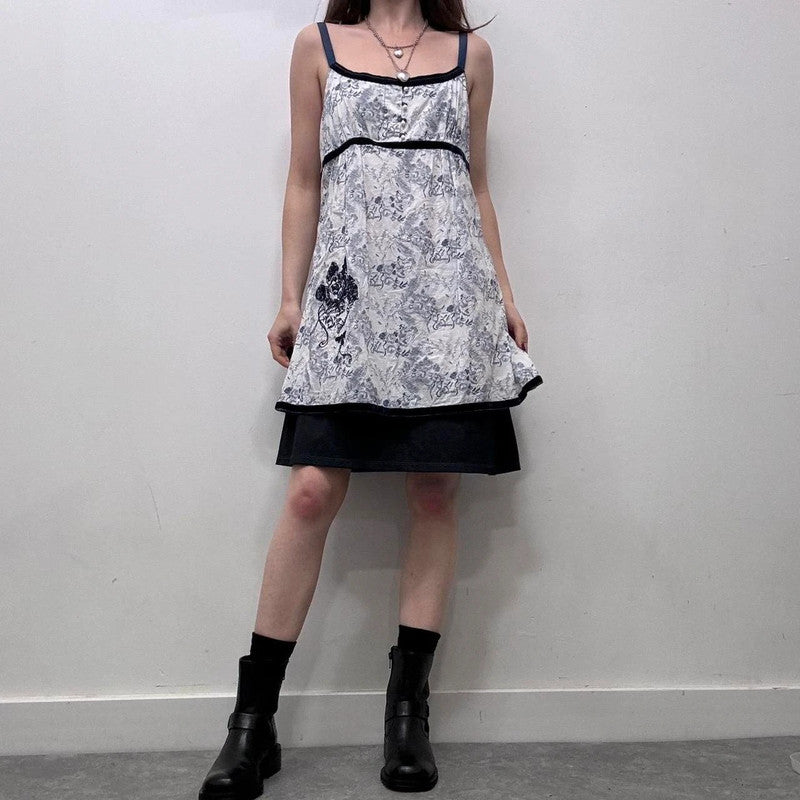 regency patterned blue dress