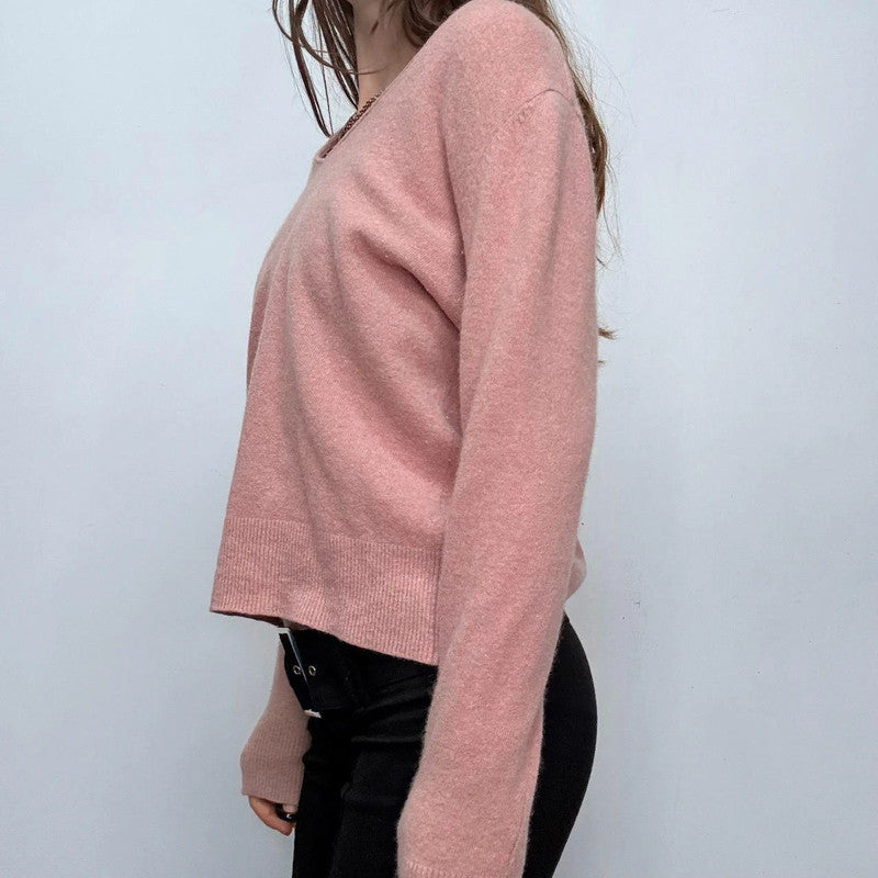 slouchy pink wool knitted jumper