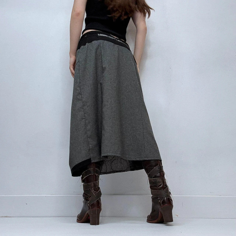 grey preppy asymmetric office skirt