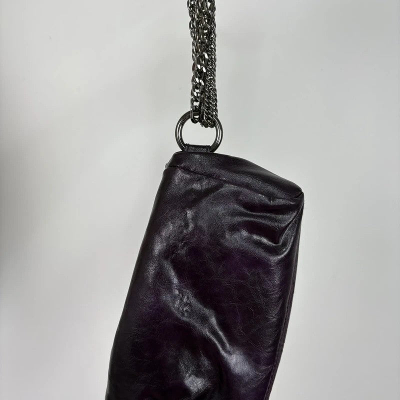 Eyelet studded purple chain 00s chain clutch