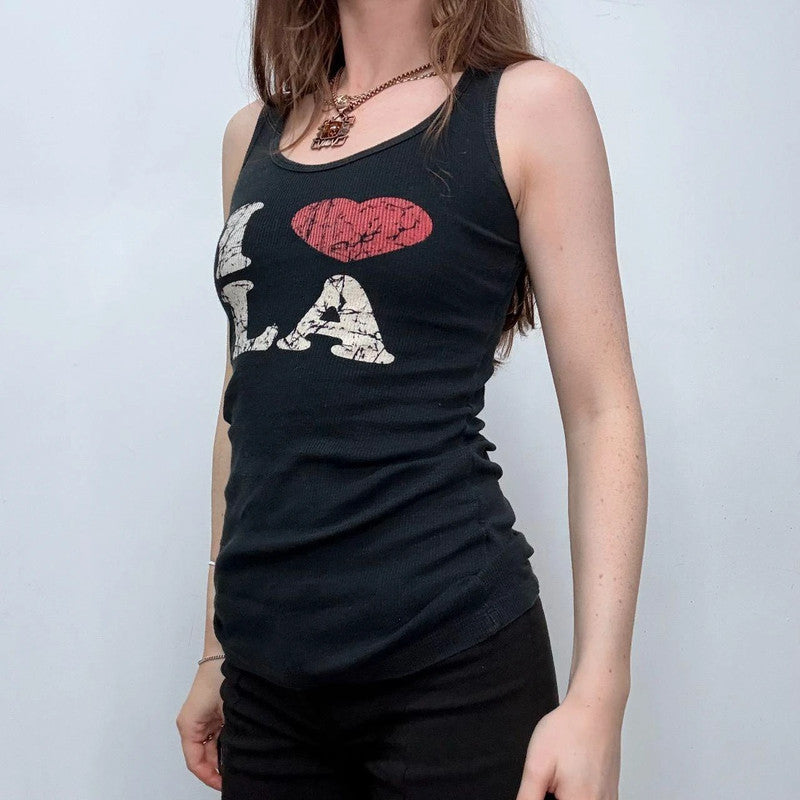 graphic printed ribbed vest