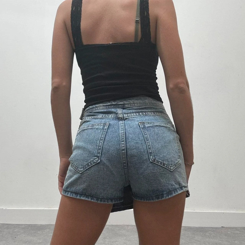 asymmetric denim skort
