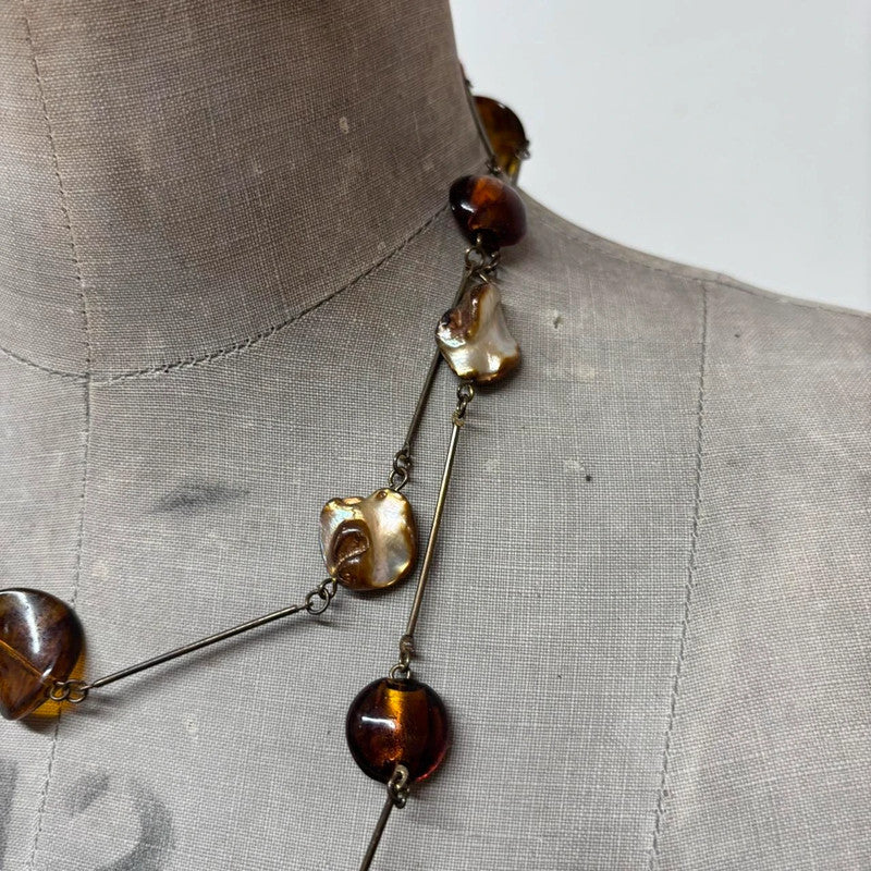long Pearl beaded boho necklace