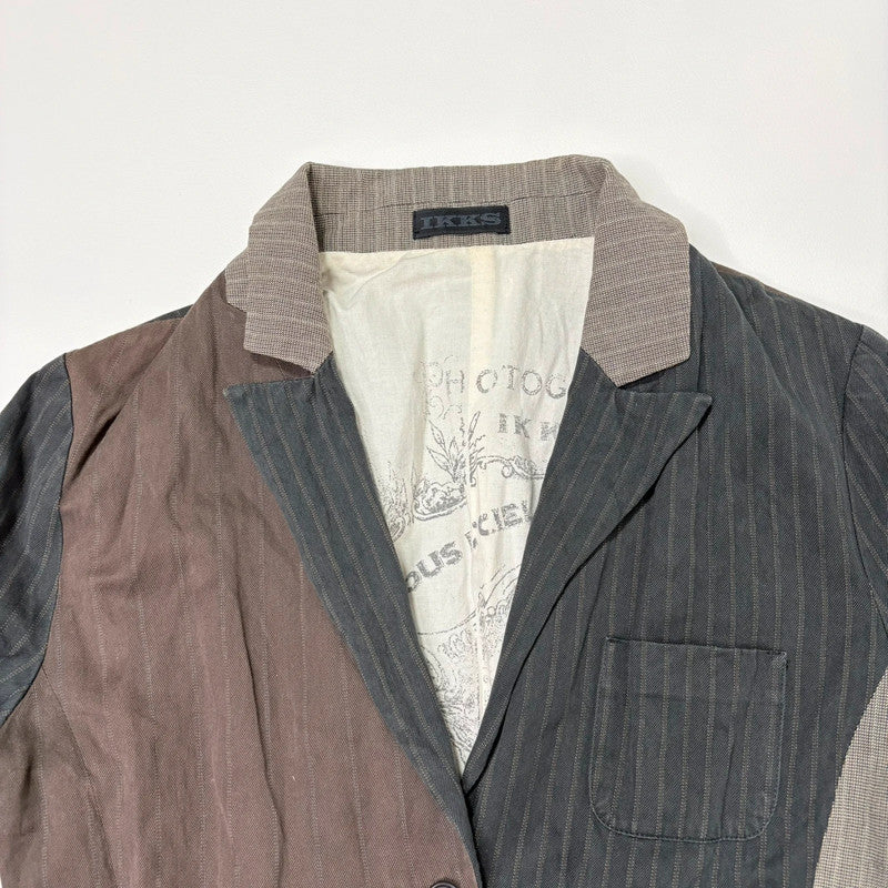 pinstripe crinkle patchwork fitted jacket