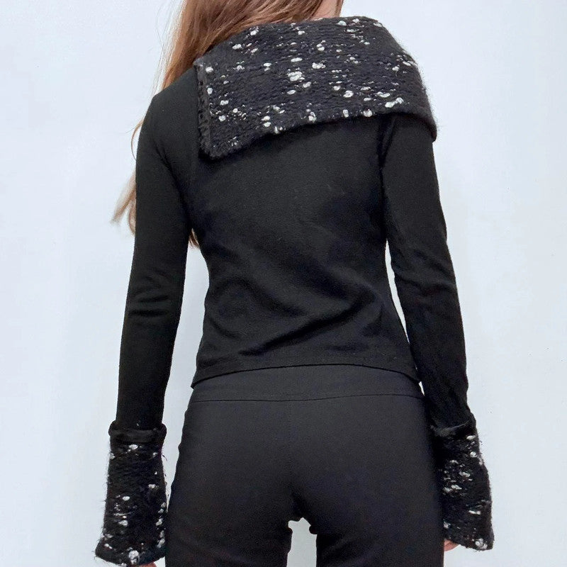 black flared asymmetric knit top