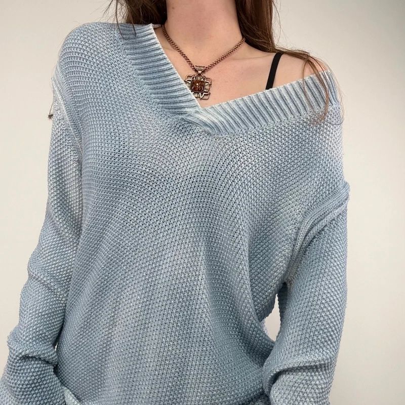 distressed chunky knit slouchy jumper