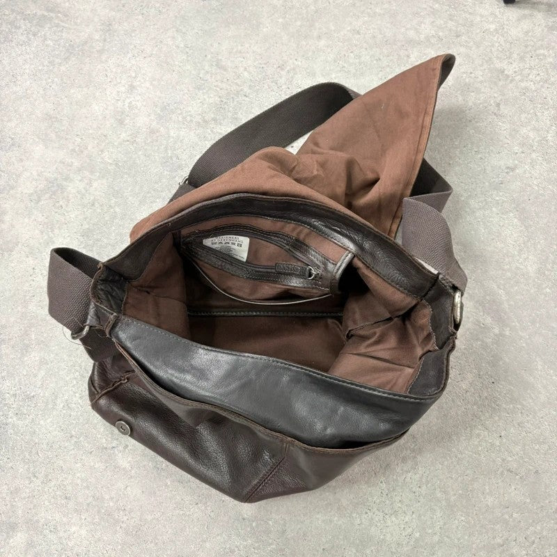 Brown leather satchel slouchy crossbody bag
