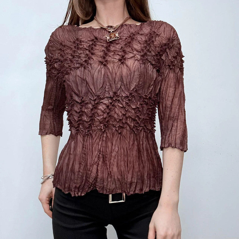 crinkle shibori textured top