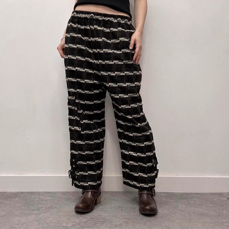 wide leg pinstripe trousers