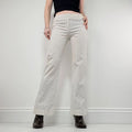 white pinstripe stright leg trousers