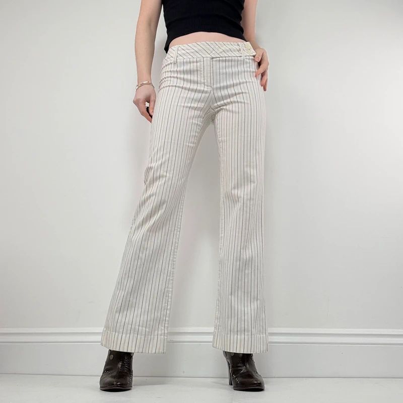 white pinstripe stright leg trousers