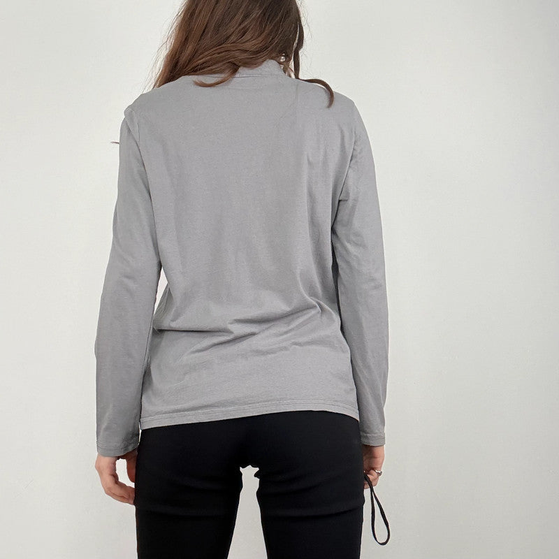 grey pleated long sleeve top
