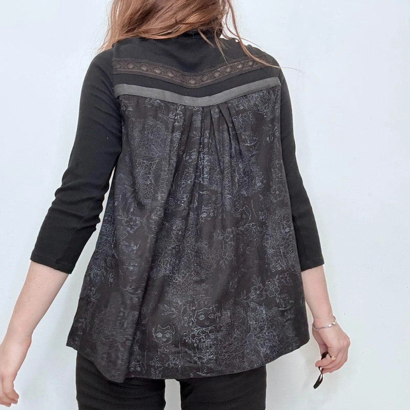 Cop Copine black flared grunge Bow shirt