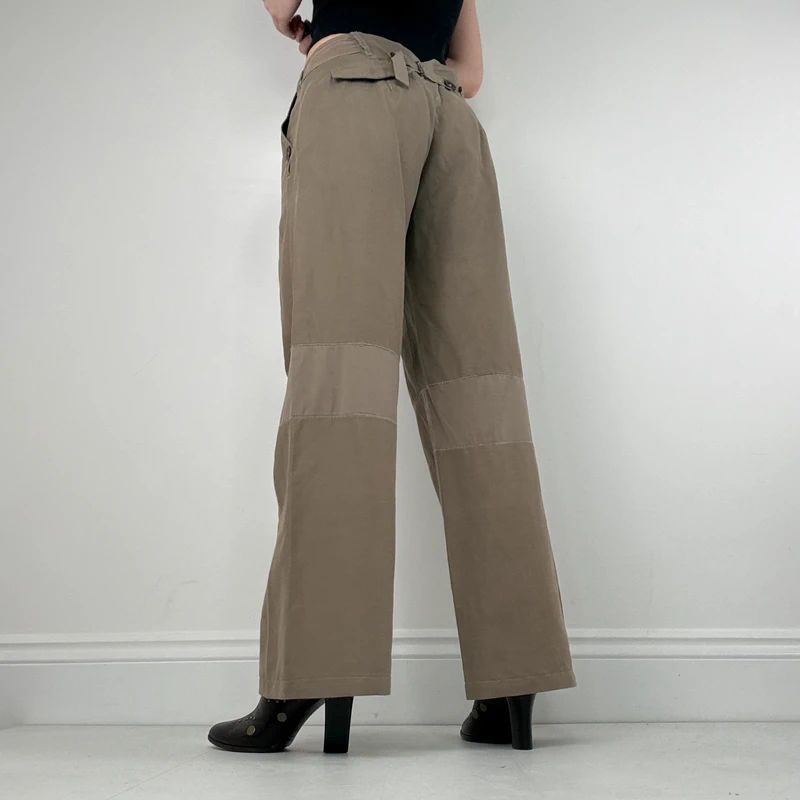 low rise khaki wide leg utility pants
