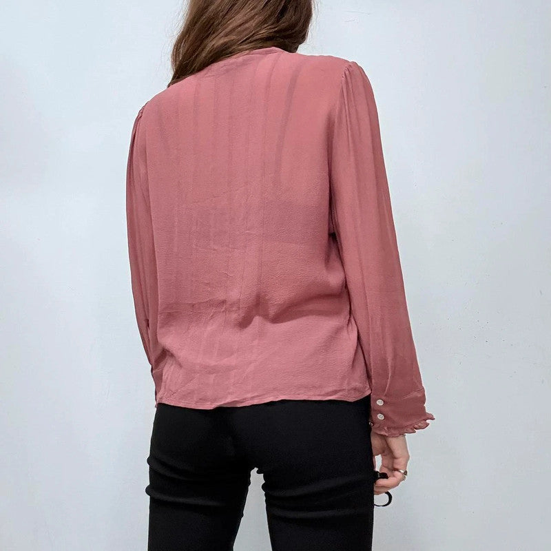 pink floaty ruffle silk shirt