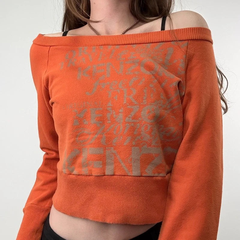 kenzo off the shoulder slouchy cropped sweater