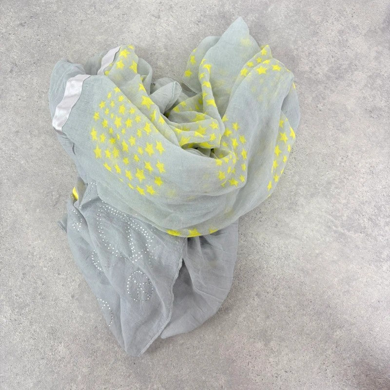 Sheer grey cotton shawl boho patchwork scarf