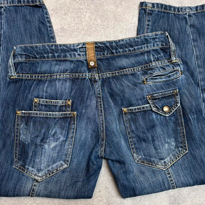 distressed denim cropped trousers