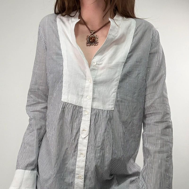 pinstripe cotton long shirt