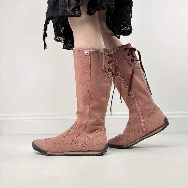 pink suede corset boxing boots