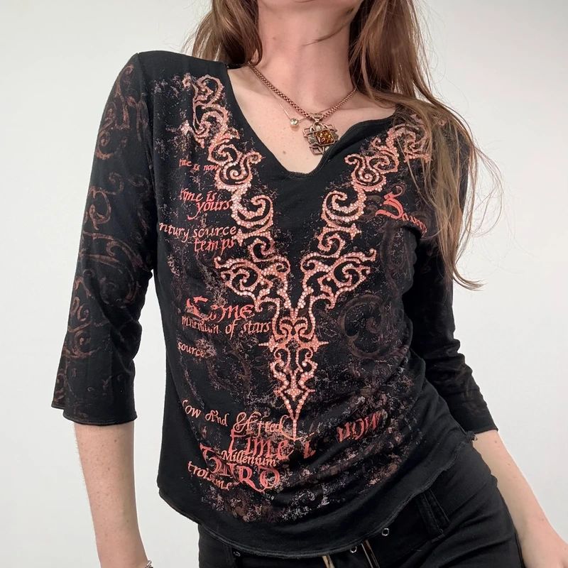 Black Graphic Grunge T-Shirt