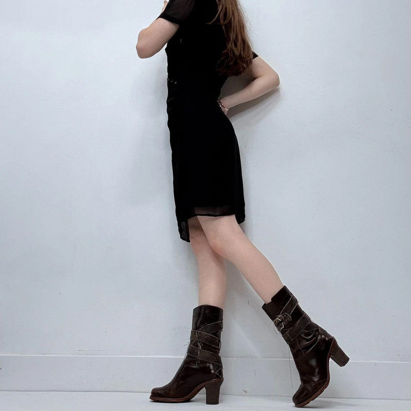 black eyelet slouchy sheer dress