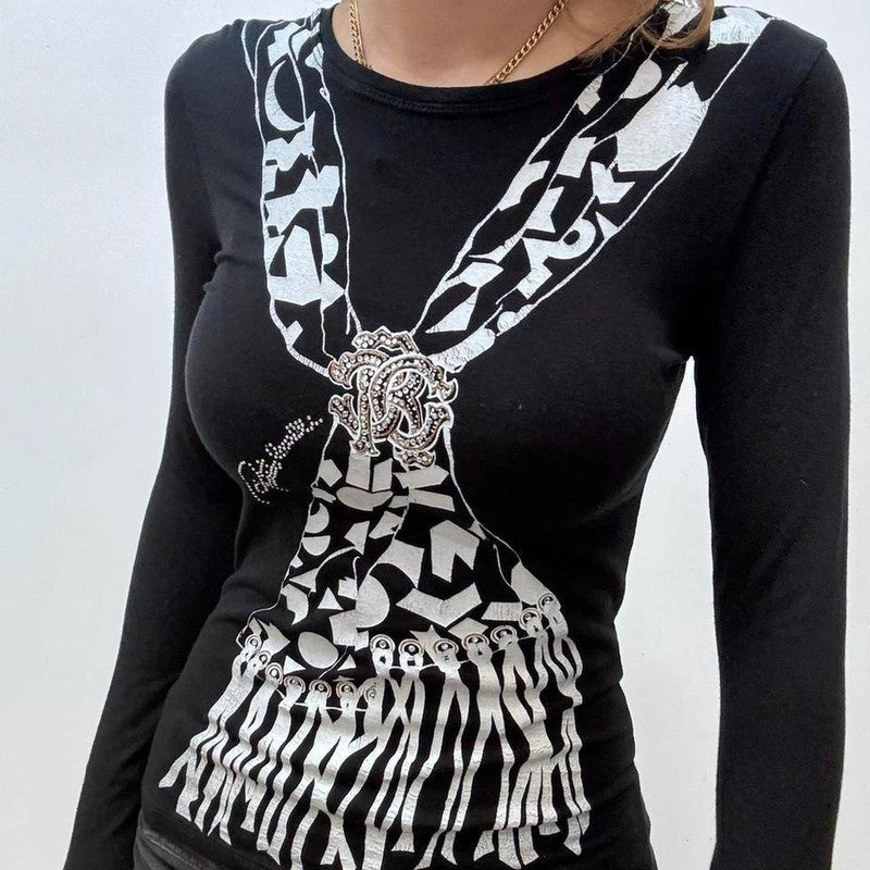 graphic printed cavalli y2k t-shirt