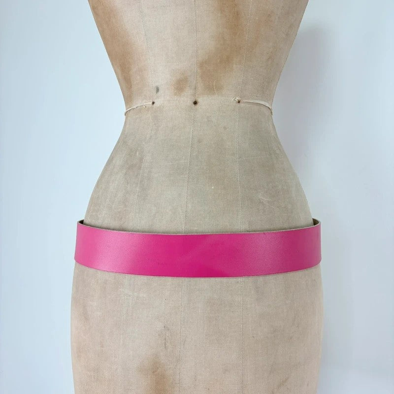 Pink leather chunky thick belt