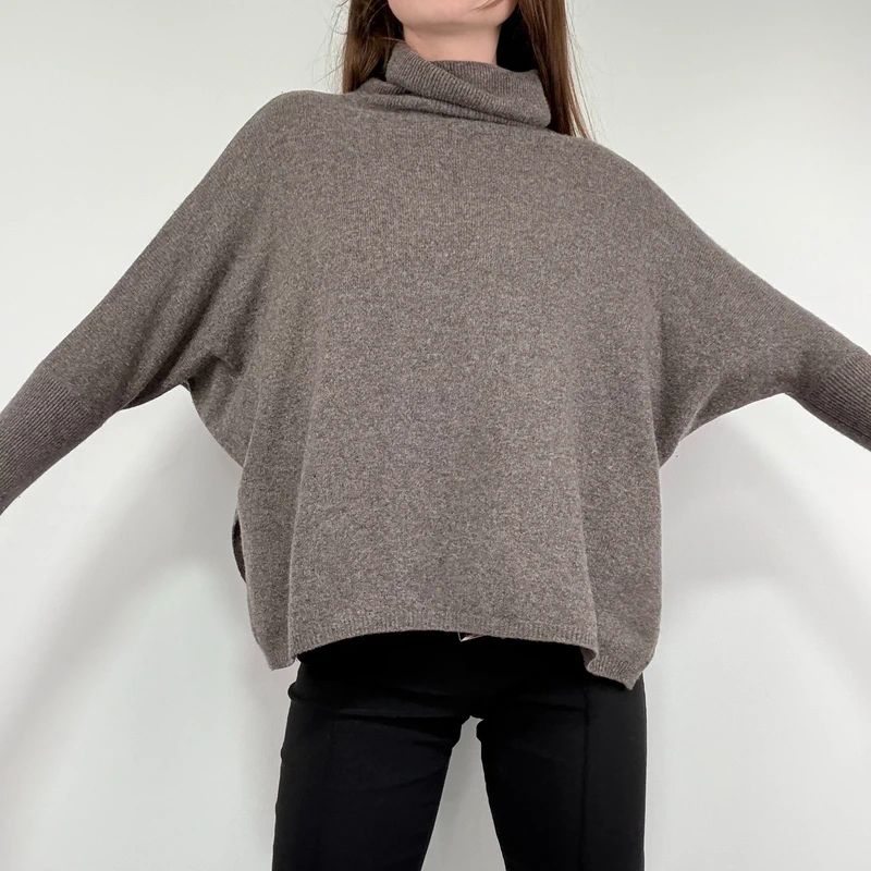 brown slouchy cashmere batwing jumper
