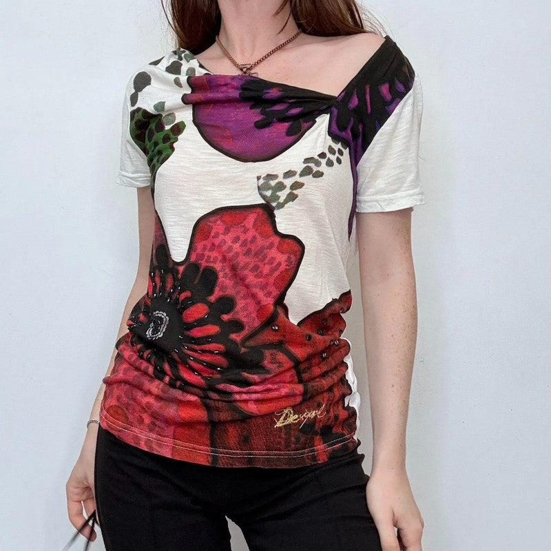 asymmetric slouchy printed t-shirt
