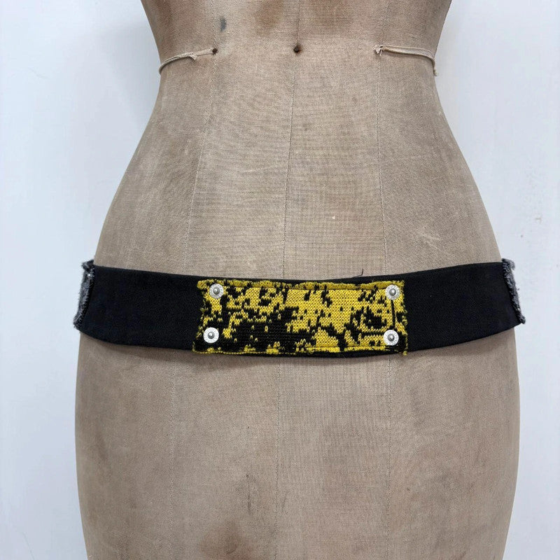 black grunge patchwork belt
