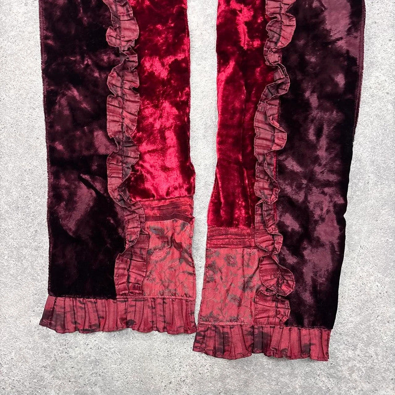 red velvet silk grunge scarf