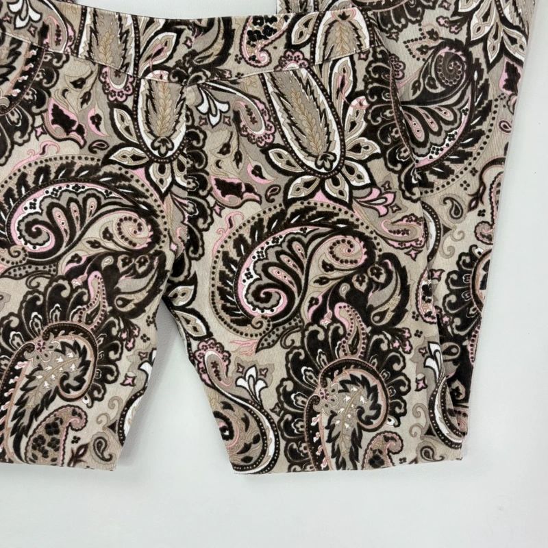 brown paisley flared trousers