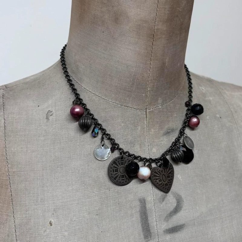 beaded charm necklace