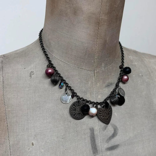beaded charm necklace