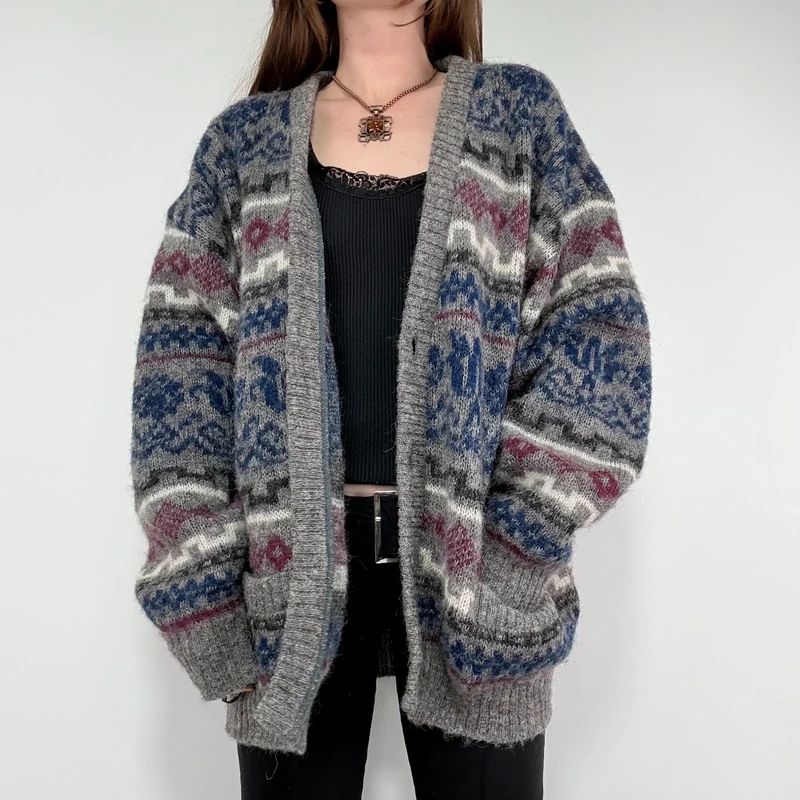 oversized knitted wool cardigan