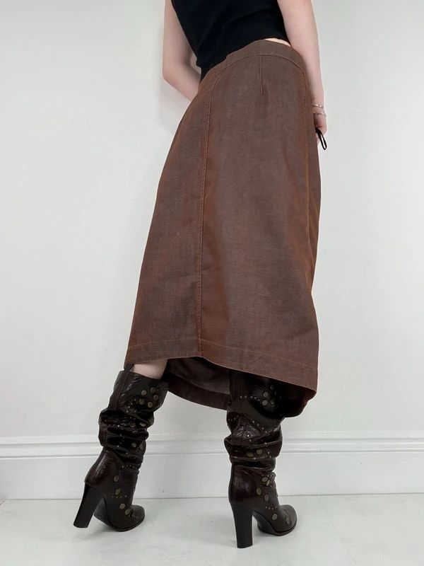 Cop Copine structured brown midi skirt
