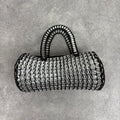Vintage crochet can tab silver barrel handbag
