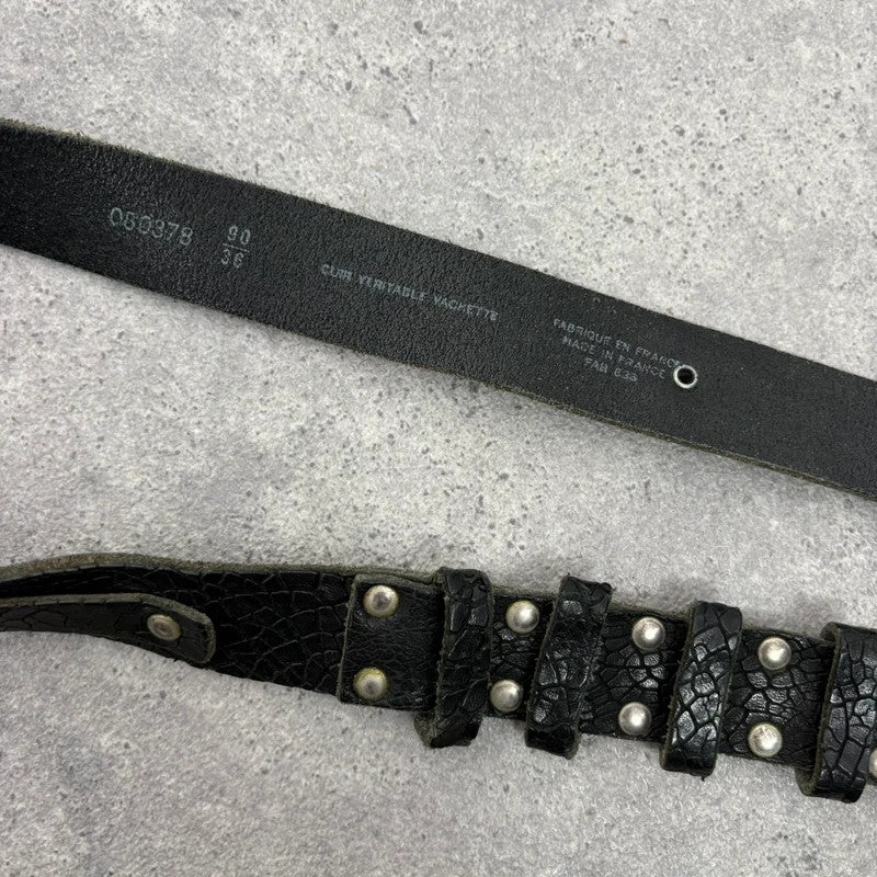 black leather eyelet cargo grunge belt