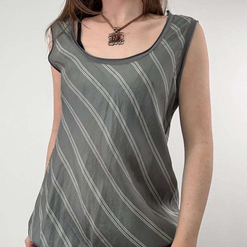 pinstripe silk slouchy grey vest top