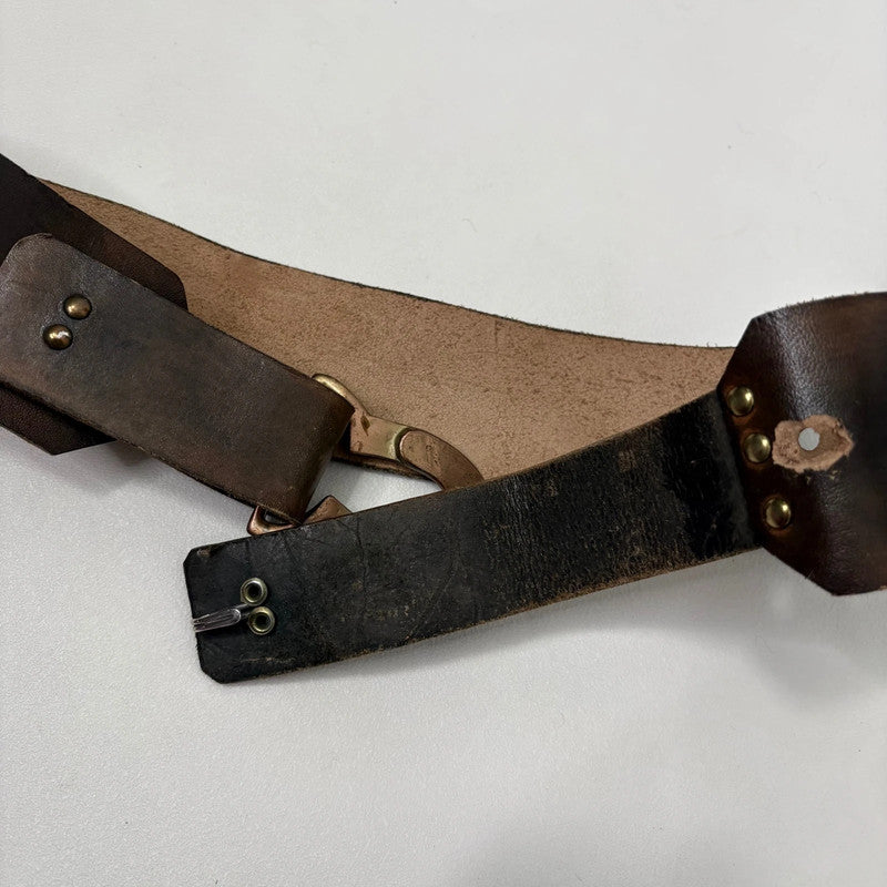 brown leather double link belt