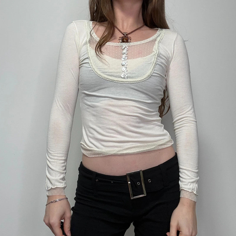 white layered lace t-shirt