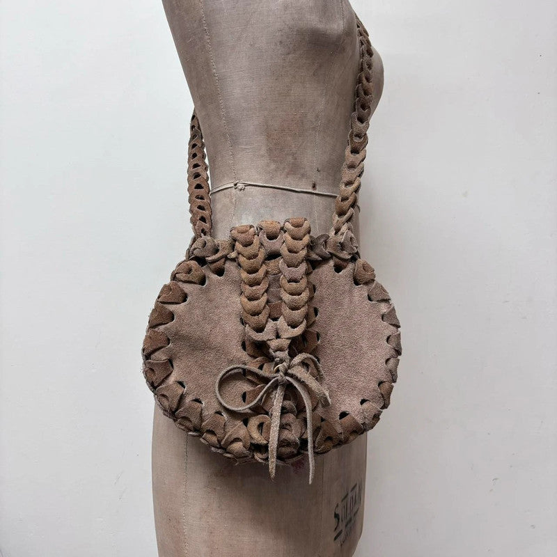 boho woven suede bag